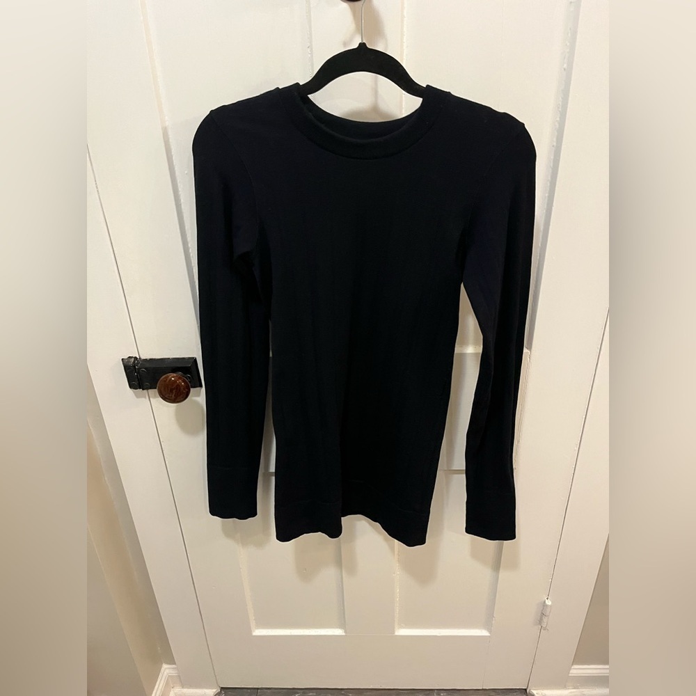 Athleta Navy Blue Ribbed Sweater Long Sleeve Tunic Size Small